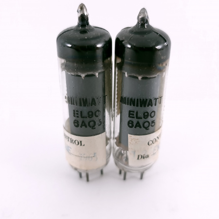 2 X 6AQ5 / EL90 MINIWATT BARCELONA TUBE. 1950s PROD. MATCHED PAIR. 45. CH167