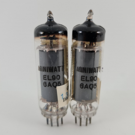 2 X 6AQ5 / EL90 MINIWATT BARCELONA TUBE. 1950s PROD. MATCHED PAIR. 46. CH167