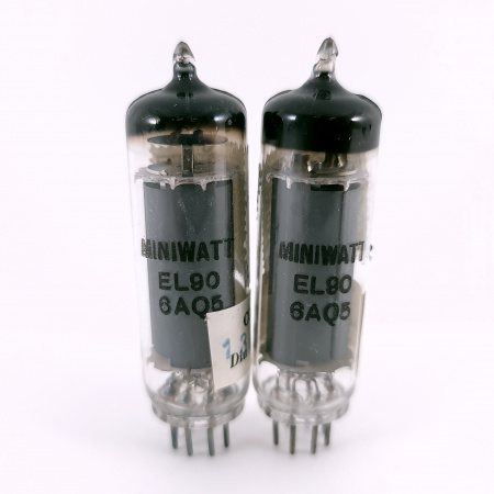 2 X 6AQ5 / EL90 MINIWATT BARCELONA TUBE. 1950s PROD. MATCHED PAIR. 46. CH167