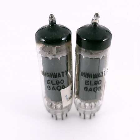 2 X 6AQ5 / EL90 MINIWATT BARCELONA TUBE. 1950s PROD. MATCHED PAIR. 46. CH167