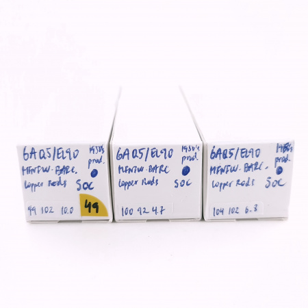 3 X 6AQ5 / EL90 MINIWATT BARCELONA TUBE. 1950s PROD. MATCHED TRIO. 49. CH167