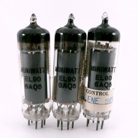 3 X 6AQ5 / EL90 MINIWATT BARCELONA TUBE. 1950s PROD. MATCHED TRIO. 49. CH167