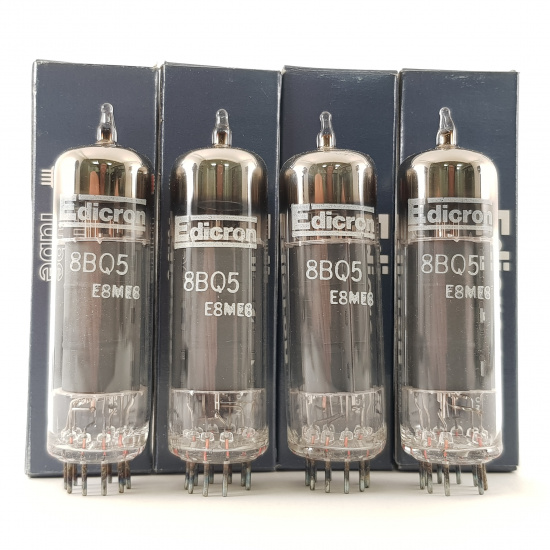 4 X 8BQ5 EDICRON TUBE. MATCHED QUAD. NOS/NIB. RC18