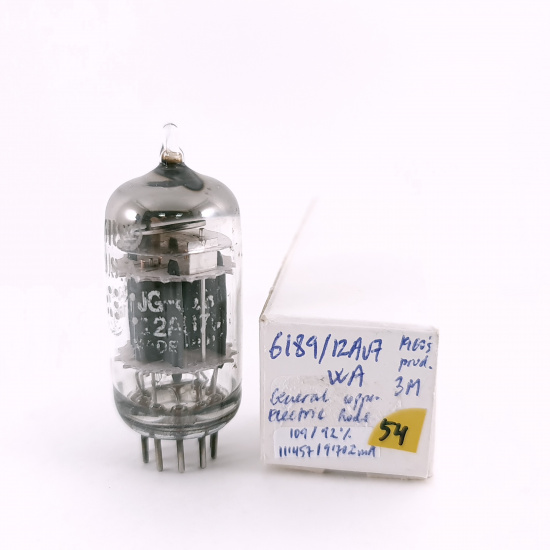 1 X 6189 / 12AU7WA GENERAL ELECTRIC TUBE. 1960s PROD. 3MICA. USED. 54. CH167