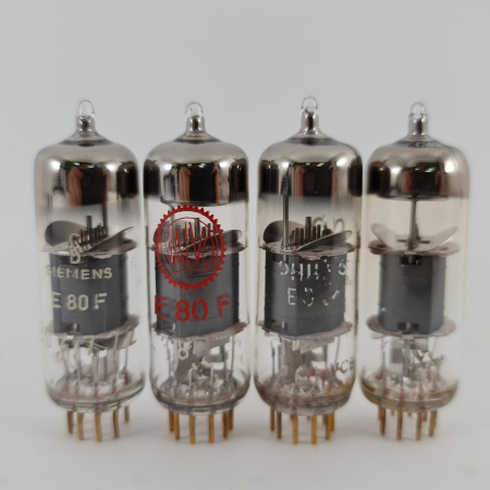 4 X E80F TUBE. 1960s PHILIPS PROD. GOLD PIN. MATCHED TRIO. 57. CH167