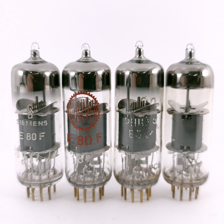 4 X E80F TUBE. 1960s PHILIPS PROD. GOLD PIN. MATCHED TRIO. 57. CH167