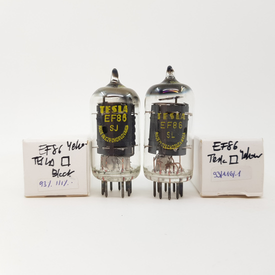 2 X EF86 TESLA TUBE. 1960s PROD. SQUARE GETTER. 93/93% MATCHED PAIR. 7. CH115