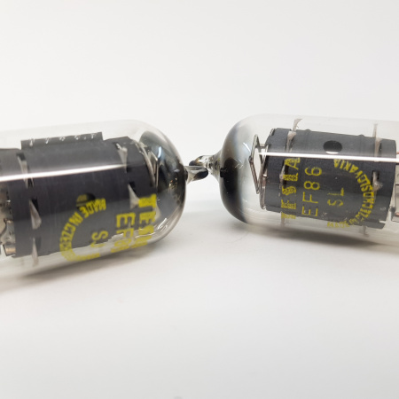2 X EF86 TESLA TUBE. 1960s PROD. SQUARE GETTER. 93/93% MATCHED PAIR. 7. CH115