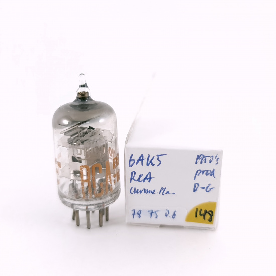 1 X 6AK5 RCA TUBE. 1950s PROD. CHROME PLATES. D-GETTER. USED. 148. CH167