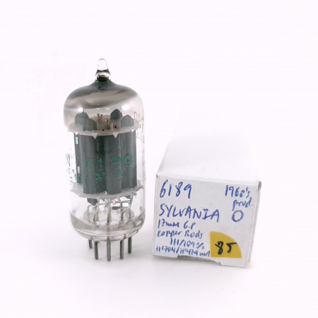1 X 6189 SYLVANIA TUBE. 1960s PROD. 17MM PLATES. COPPER RODS. 85. CH167