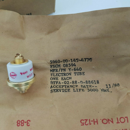 1 X Y640 TUBE. EIMAC BRAND TUBE. NOS/NIB. 1 PC. CB314