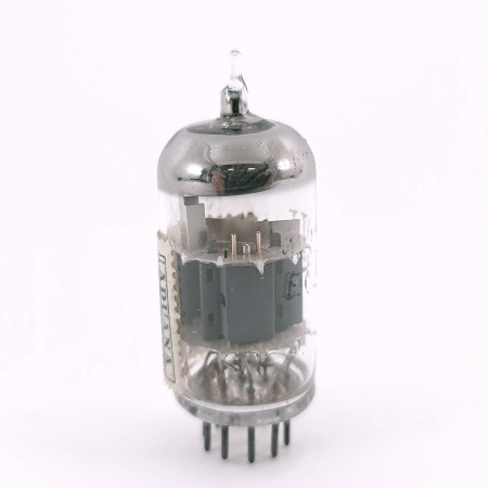 1 X ECC85 MINIWATT BARCELONA TUBE. 1960s PROD. SMOOTH PLATE. HIGH GAIN.93.CH167