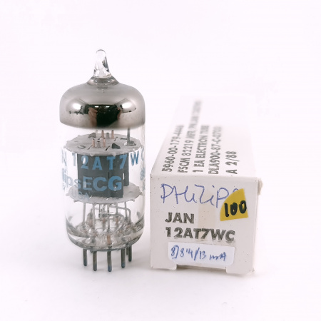 1 X JAN 12AT7WC PHILIPS ECG TUBE. 1980s PROD. COPPER RODS. 100. CH167