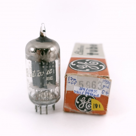 1 X 5963 GENERAL ELECTRIC TUBE. 1950s PROD. 17MM PLATES. D-GETTER. 101. CH167