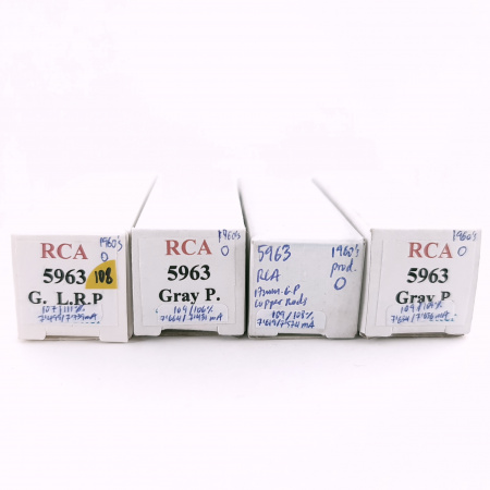 4 X 5963 RCA TUBE. 1960s PROD. 17MM PLATES. MATCHED QUAD. 108. CH167