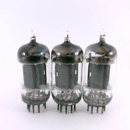 3 X 12AU7 GENERAL ELECTRIC TUBE. 1950s PROD. 17MM PLATES. D-G. MATCHED TRIO. 109. CH167
