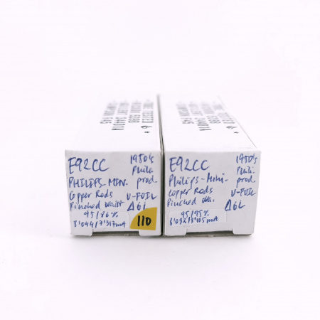 2 X E92CC PHILIPS-MINIWATT TUBE. 1950s PHILIPS PROD. PINCHED WAIST. 110. CH167