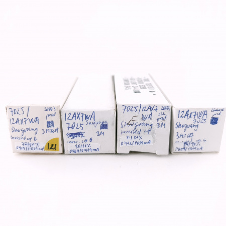 4 X 7025 / 12AX7WA SHUGUANG TUBE. 2000s PROD. 3M. MATCHED QUAD. USED. 121.CH167