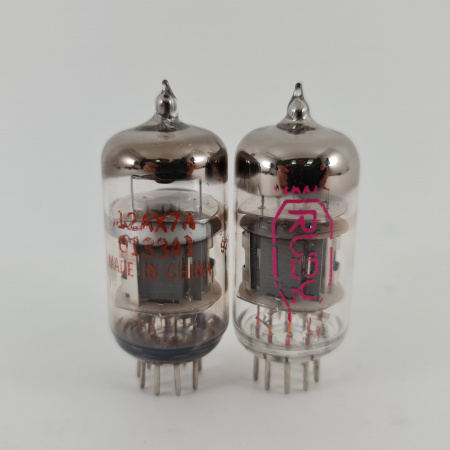 2 X 7025 / 12AX7WA SHUGUANG TUBE. 2000s PROD. 3 MICA. MATCHED PAIR. 130. CH167