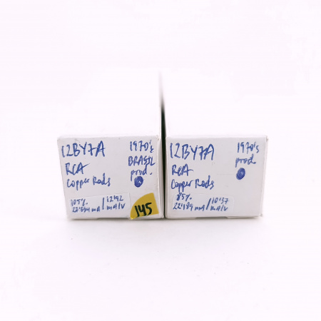 2 X 12BY7A RCA TUBE. 1970s BRASIL PROD. SOLID GETTER. COPPER RODS. 145. CH167