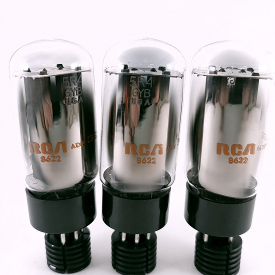 3 X 5R4GB RCA TUBE. 1980s PROD. BLACK...
