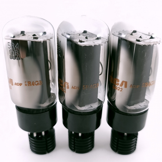 3 X 5R4GB RCA TUBE. 1980s PROD. BLACK...