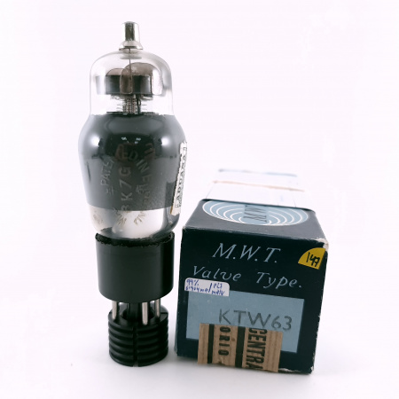 1 X KTW63 / 8K7G MWT TUBE. 1950s PROD. BLACK PLATES. 147. CH167
