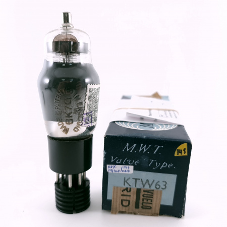 1 X KTW63 / 8K7G MWT TUBE. 1950s PROD. BLACK PLATES. 149. CH167