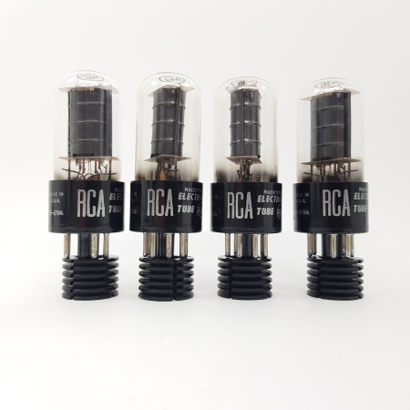 4 X 6V6GT RCA TUBE. SQUARE GETTER. ROUND BLACK PLATES. MATCHED QUAD. NOS. RC46.