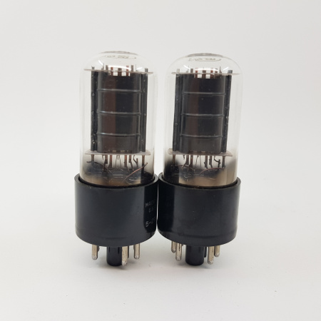 2 X 6V6GT RCA TUBE. SQUARE GETTER. ROUND BLACK PLATES. MATCHED PAIR. NOS. RC46.