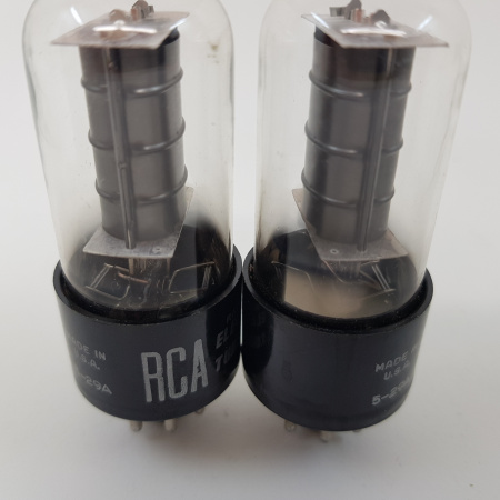 2 X 6V6GT RCA TUBE. SQUARE GETTER. ROUND BLACK PLATES. MATCHED PAIR. NOS. RC46.