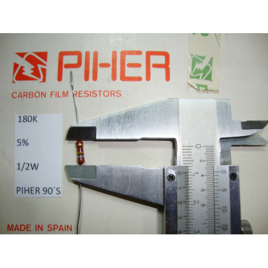 VINTAGE PIHER RESISTOR. 1/2W 180K 5% *1 PC* NEW ORIGINAL 1990´S+