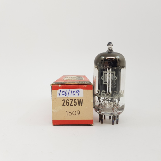 1 X 26Z5W RSD TUBE. 1960s PROD. BLACK PLATES. DUAL GETTER. 9. CB406