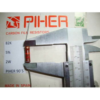VINTAGE PIHER RESISTOR. 2W 82K 5% *1 PC* NEW ORIGINAL 1990´S+