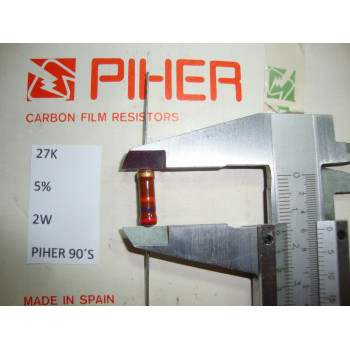 VINTAGE PIHER RESISTOR. 2W 27K 5% *1 PC* NEW ORIGINAL 1990´S+