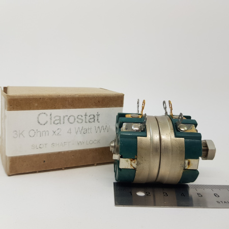 1 X CLAROSTAT 2 X 3K OHM  4 WATT WW POTENTIOMETER. RC113
