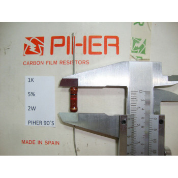 VINTAGE PIHER RESISTOR. 2W 1K 5% *1 PC* NEW ORIGINAL 1990´S+