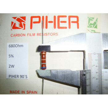 VINTAGE PIHER RESISTOR. 2W 680R 680Ohm 5% *1 PC* NEW ORIGINAL 1990´S+