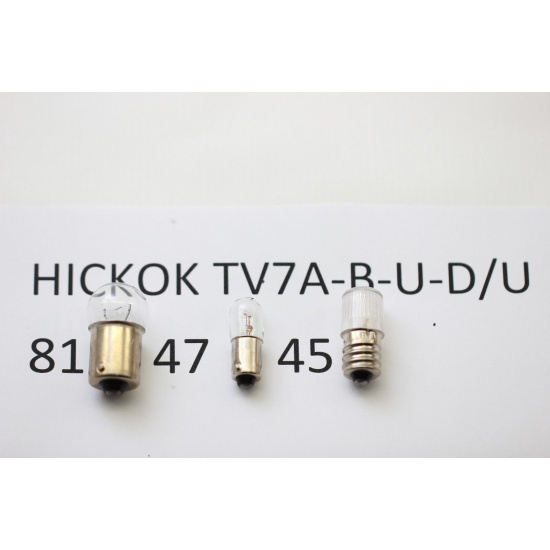 HICKOK TV7-A TV7-B TV7-U TV7-D/U TUBE TESTER SET BULBS: 81, 47, 45. RCA30/2