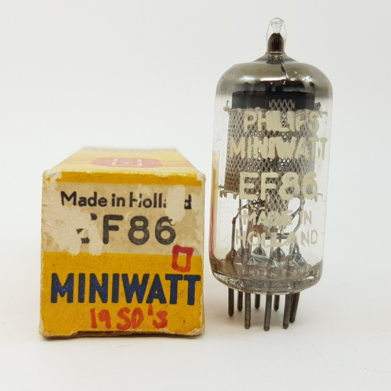 1 X EF86 PHILIPS MINIWATT TUBE. SQUARE GETTER 1950s. NOS/NIB. RC165