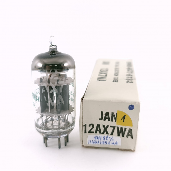 1 X JAN 12AX7WA GENERAL ELECTRIC TUBE. 1960s PROD. SOLID GETTER. 1. CH168