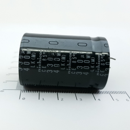 1 X ELECTROLYTIC CAPACITOR NICHICON 330uF 400V  (46.5X 30.4mm) CA333U68F080623