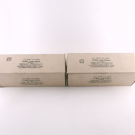 2 X JAN 866A / VT-46A NATIONAL UNION TUBE. 1940s PROD . FLAT GETTER. CB405