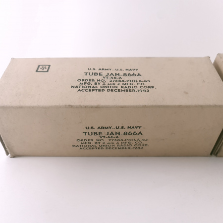 2 X JAN 866A / VT-46A NATIONAL UNION TUBE. 1940s PROD . FLAT GETTER. CB405