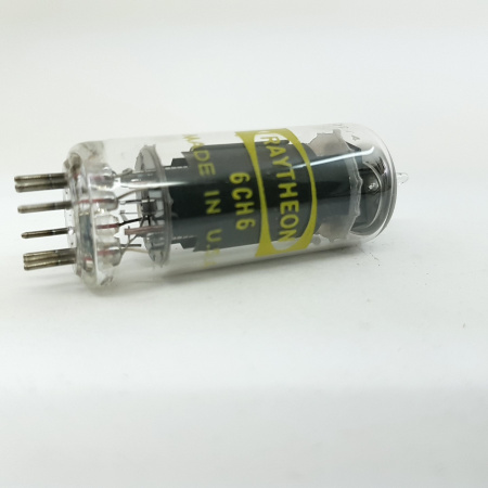 1 X 6CH6 RAYTHEON TUBE. BRIMAR PRODUCTION. BLACK PLATE. NOS/NIB. RC82