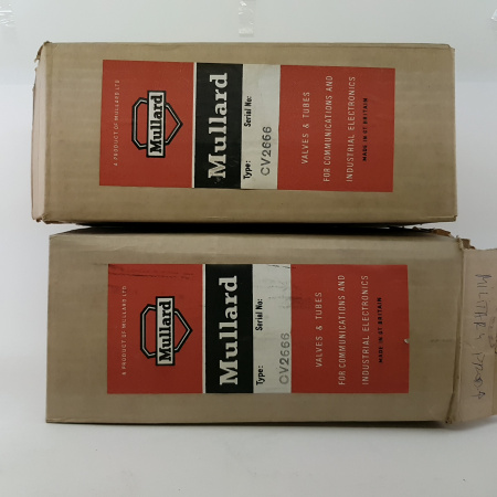 2 X CV2666 MULLARD TUBE. PAIR. BRITISH ARMY PRODUCTION. BLACK PLATES. NOS/NIB. RCB405