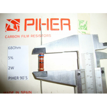 VINTAGE PIHER RESISTOR. 2W 68R 68Ohm 5% *1 PC* NEW ORIGINAL 1990´S+
