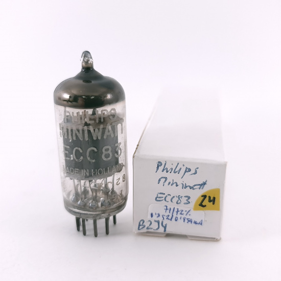 1 X ECC83 PHILIPS-MINIWATT TUBE. 1960s MULLARD PROD. COPPER RODS. 24. CH168