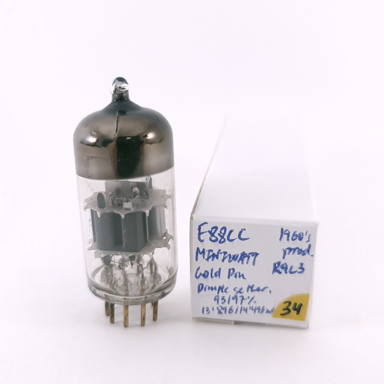 1 X E88CC MINIWATT TUBE. 1960s MULLARD PROD. GOLD PIN. USED. 34. CH168