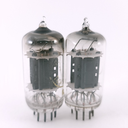 2 X 12AU7 TUNGSRAM TUBE. 1950s FRENCH PROD. 17MM PLATES. MATCHED PAIR. 37.CH168